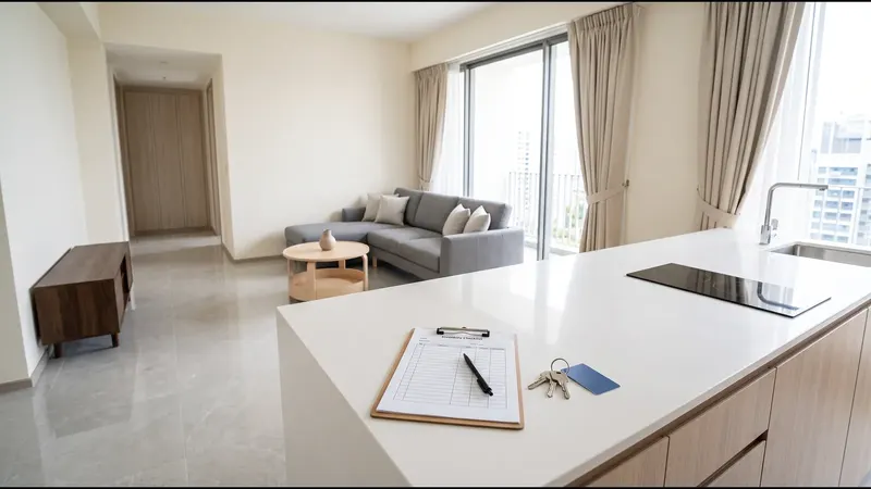 An empty, freshly cleaned Singapore apartment ready for key handover