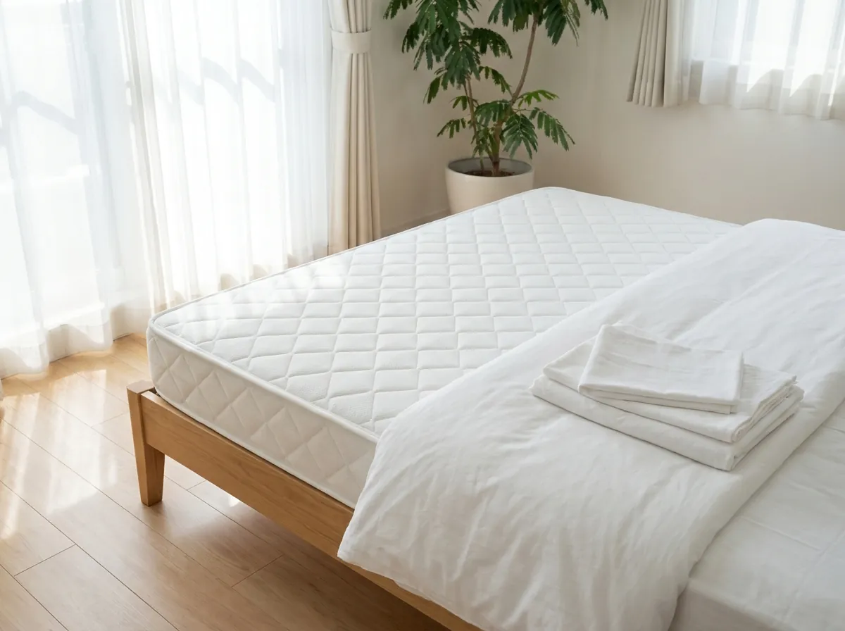 A freshly cleaned mattress in a bright, healthy bedroom